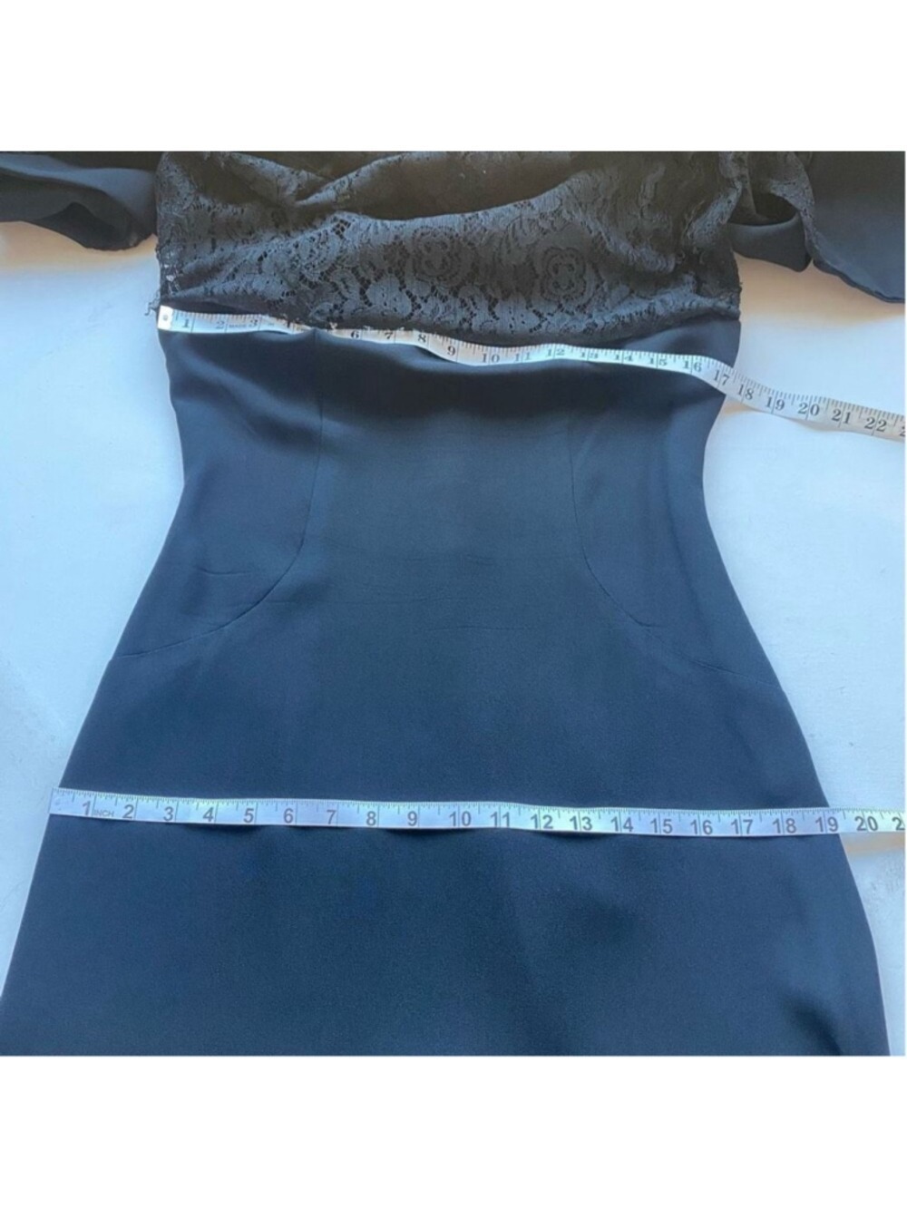 Vintage 60s 50s Black Dress Lace Overlay Sleeveless Bow Union Made Cocktail SZ S - Picture 12 of 13